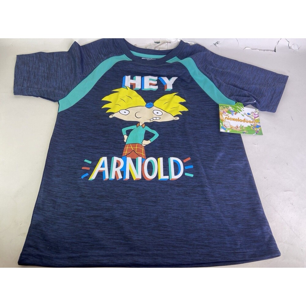 Nickelodeon Hey Arnold Short Sleeve Athletic Tee T-Shirt Top Boys Size 10-12